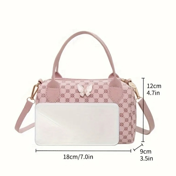 New Classic Butterfly Decor Boston Purse Bag, T1MIS - Picture 4 of 4